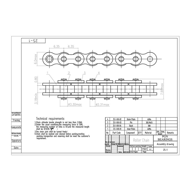 PGN Bearings PGN #25 Roller Chain - 10 Feet + 2 Free Connecting Links - Carbon Steel Chains for Bycicles, Mini Bikes, Motorcycles, Go-Karts, Home and Industrial Machinery - 479 Links - Image 2